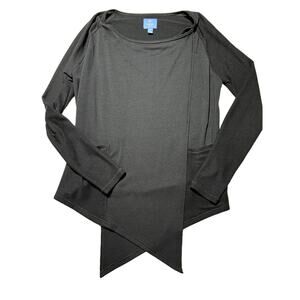 Simply Vera Wang Womens M Black Ribbed Wrap Athletic Top w/ Pockets